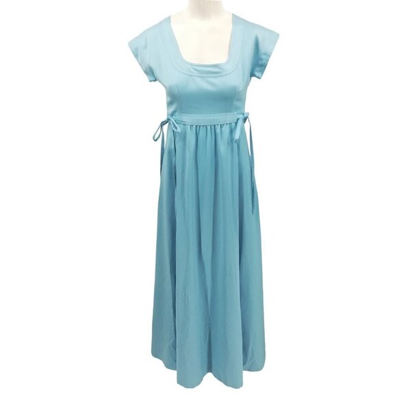 Vintage Verdas Blue Maxi Cap Sleeve Empire Waist Dress Size XS Juliet Princess - Picture 3 of 15